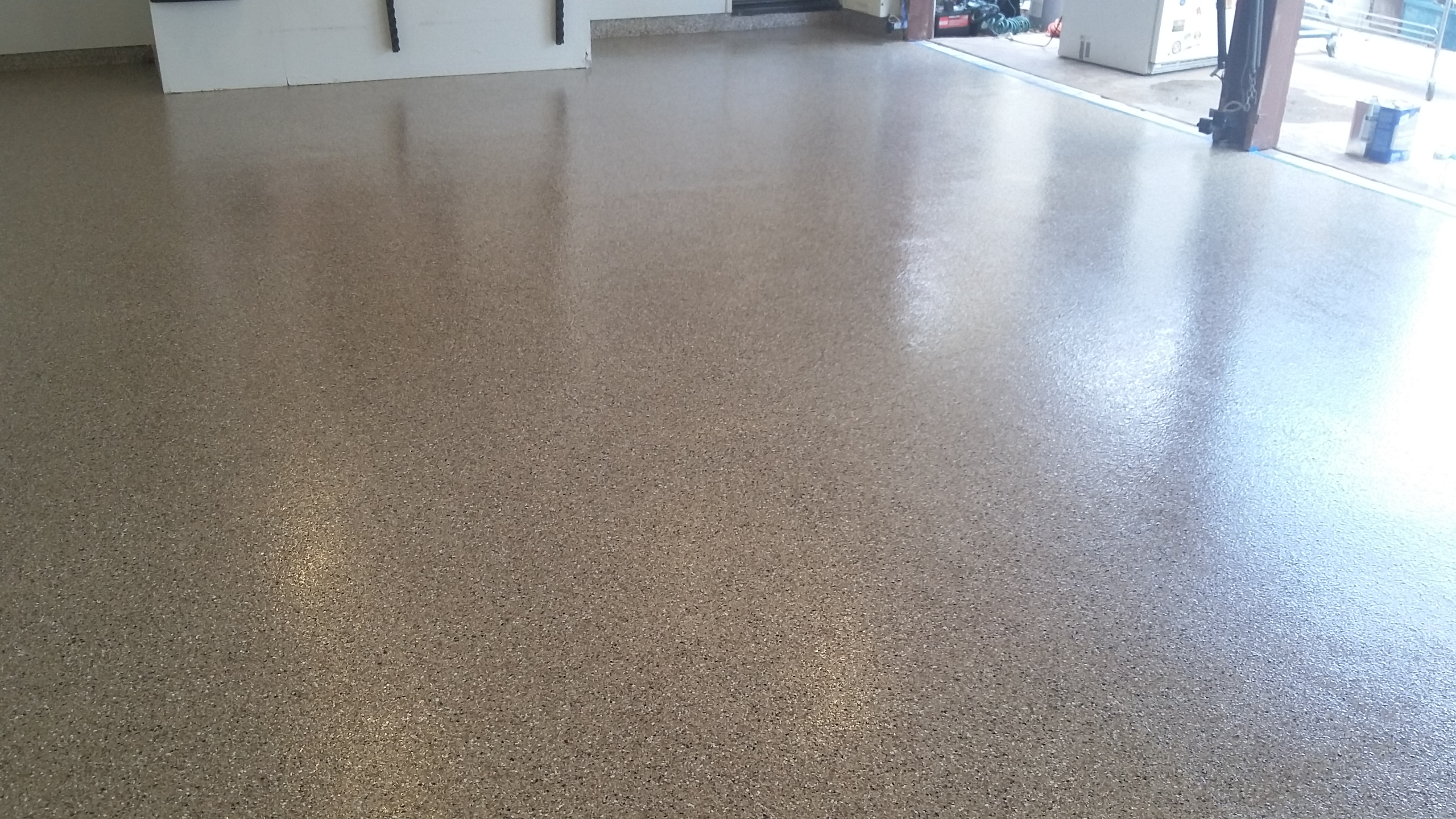 Cappuccino Flake garage floor system ca-resurfacing.com